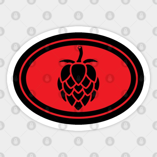 The Beer Hops (red) Sticker by dkdesigns27